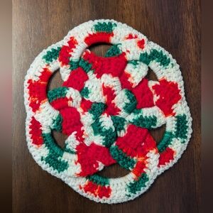 Vintage Christmas Crochet Hot Pad Pot Holder